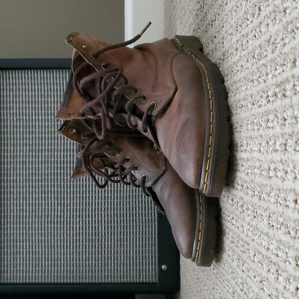 Vintage 1991 Dr. Martens Leather Boots, Distressed Brown (11)